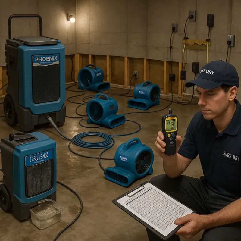 Structural Drying and Dehumidification process in Hall County, TX